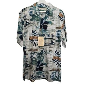 NWT Island Republic Men's Havana Honolulu Tropical Hawaiian Shirt Green …